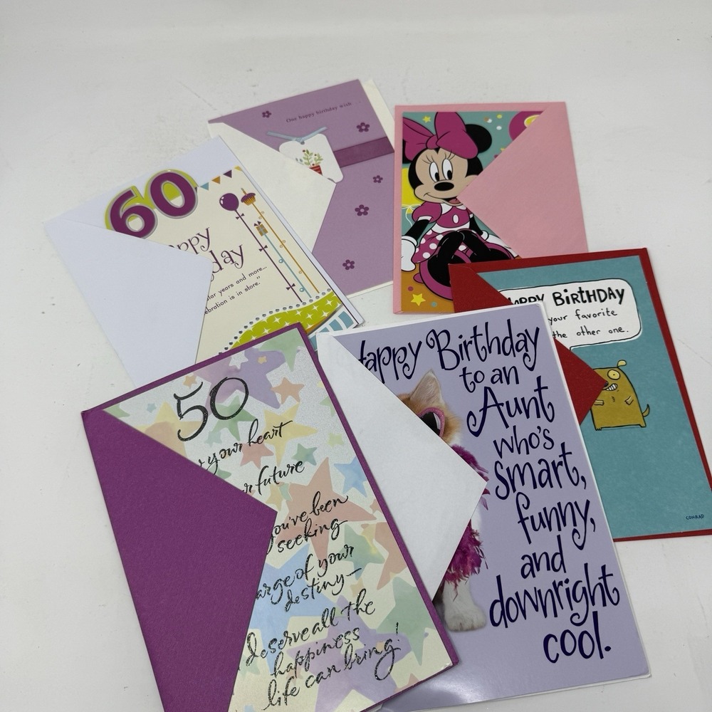 Hallmark‎ & Tender Thoughts Greeting Cards Lot x 6 Happy Birthday & Envelopes